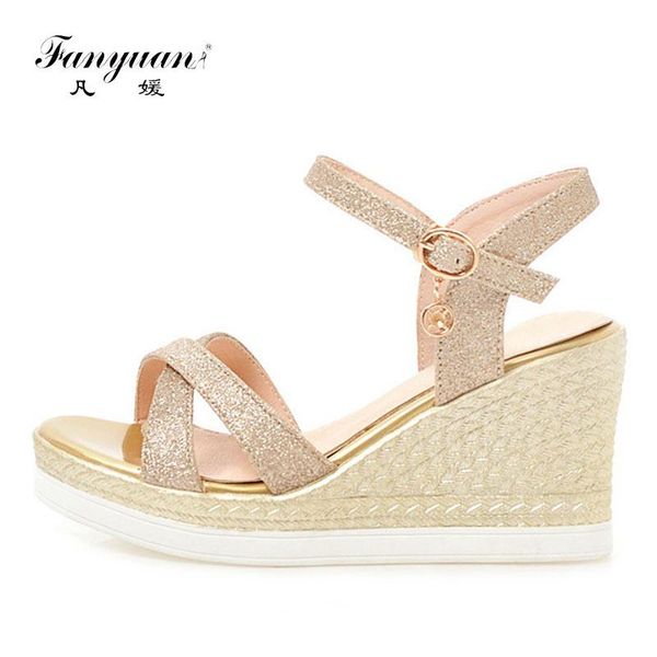 fanyuan summer ladies wedge sandals girls wedding party bling platform high heel sandale femme women ankle strap shoes dress, Black
fanyuan summer ladies wedge sandals girls wedding party bling platform high heel sandale femme women ankle strap shoes dress, Black