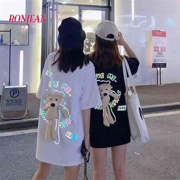 women child harajuku hip hop ins reflective back korean bear t-shirt summer loose mid-length short sleeve 210401, White
women child harajuku hip hop ins reflective back korean bear t-shirt summer loose mid-length short sleeve 210401, White