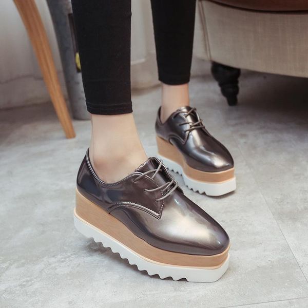 dress shoes retro style spring high-heeled women thick-soled muffin lace up british casual student women's, Black
dress shoes retro style spring high-heeled women thick-soled muffin lace up british casual student women's, Black