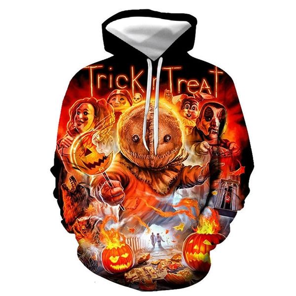 men's street clothes halloween trend couple 3d printed hoodie, Black
