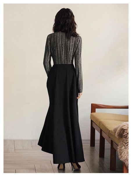 casual dresses mlcriyg women dress elegant spring long sleeve female v neck patchwork lady party lx381, Black;gray
casual dresses mlcriyg women dress elegant spring long sleeve female v neck patchwork lady party lx381, Black;gray