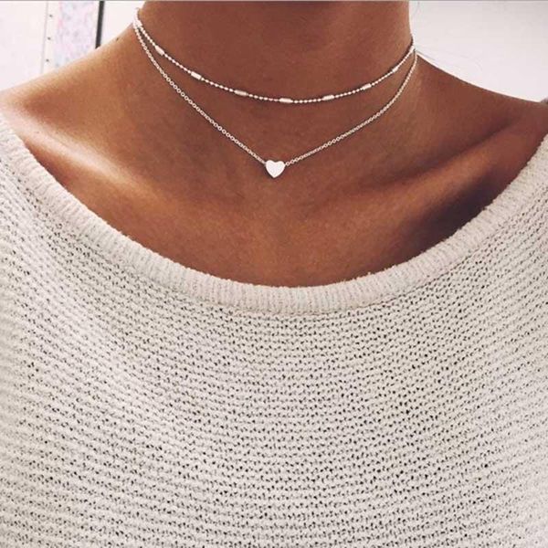 european cross-border simple tide girls street jewelry pendant charm copper heart double necklace of clavicle women first necklaces, Silver
european cross-border simple tide girls street jewelry pendant charm copper heart double necklace of clavicle women first necklaces, Silver