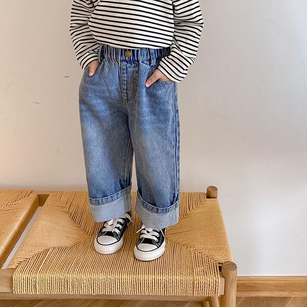 jeans autumn boys girls loose straight 1-7 years children fashion wide leg hem denim pants, Blue
jeans autumn boys girls loose straight 1-7 years children fashion wide leg hem denim pants, Blue