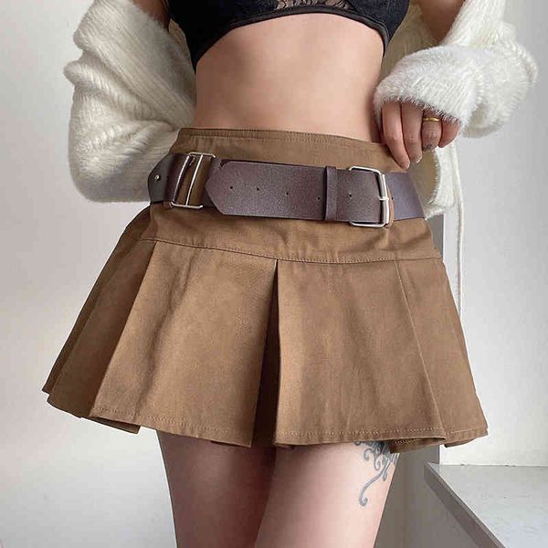 brown y2k mini skirt for women with belt chic summer korean fashion high-waisted short pleated skirts streetwear button 210415, Black
brown y2k mini skirt for women with belt chic summer korean fashion high-waisted short pleated skirts streetwear button 210415, Black