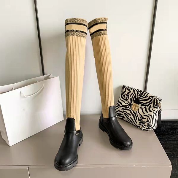 2021 luxury designer knee boots leather elastic knitted letter print slip on women long sock booties fashion autum outdoor ladies platform s, Black
2021 luxury designer knee boots leather elastic knitted letter print slip on women long sock booties fashion autum outdoor ladies platform s, Black