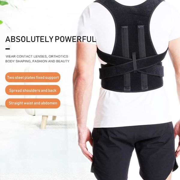 back posture corrector support shoulder lumbar brace adjustable upper straightener belt neck pain relief, Black;blue 
back posture corrector support shoulder lumbar brace adjustable upper straightener belt neck pain relief, Black;blue
