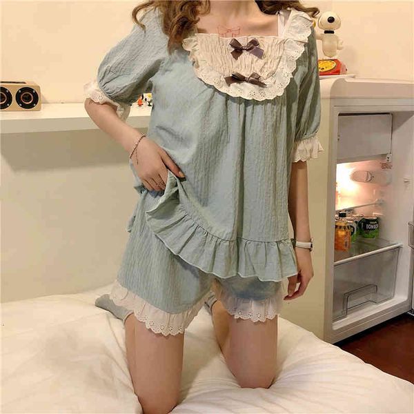 sweet lace sleep and shorts set for women summer cute ruffle princess sleepwear lolita kawaii girls casual pajamas, Black;red
sweet lace sleep and shorts set for women summer cute ruffle princess sleepwear lolita kawaii girls casual pajamas, Black;red