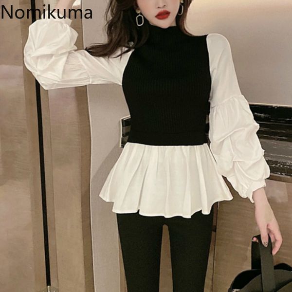 nomikuma knitted patchwork shirts women long sleeve half turtleneck slim blouse female casual all-match shirt blusas mujer 3d418 210514, White
nomikuma knitted patchwork shirts women long sleeve half turtleneck slim blouse female casual all-match shirt blusas mujer 3d418 210514, White