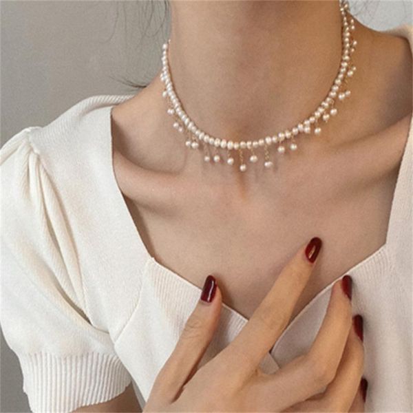 chokers fashion trend natural freshwater pearl clavicle chain simple design tassel necklace, Golden;silver
chokers fashion trend natural freshwater pearl clavicle chain simple design tassel necklace, Golden;silver