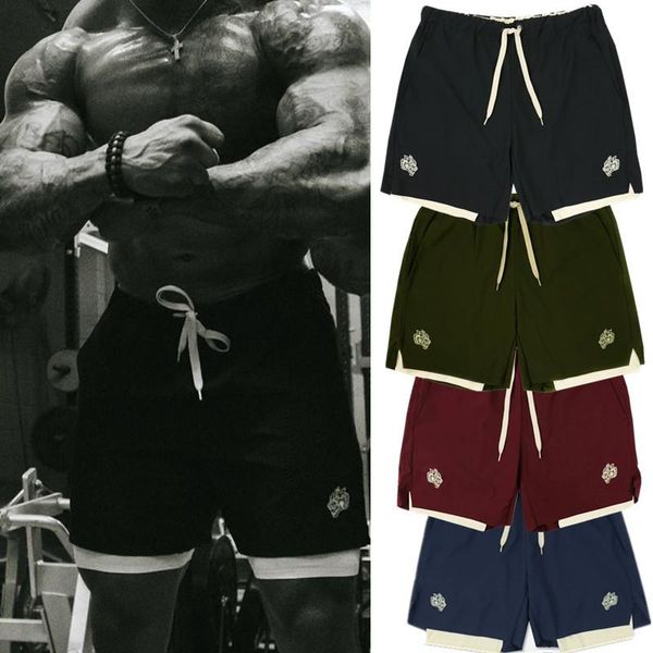 men's shorts 2021 double decker fitness breathable speed dry stretch trousers fake two, White;black
men's shorts 2021 double decker fitness breathable speed dry stretch trousers fake two, White;black