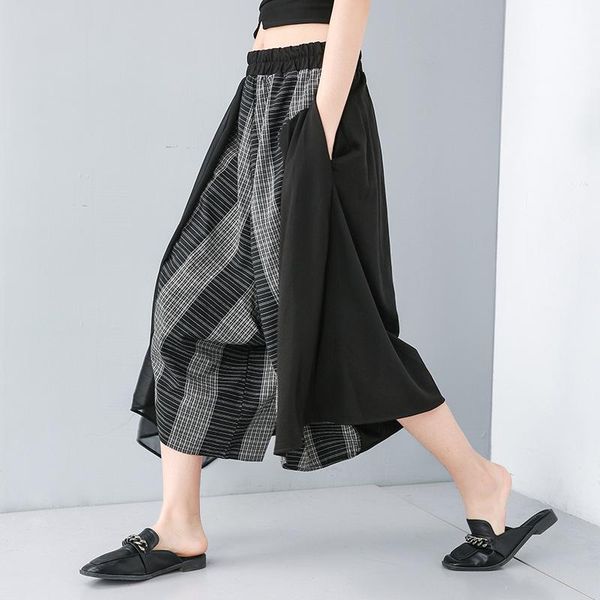 women's pants & capris superaen 2021 autumn loose waist chiffon wide-legged plus size irregular calf-length women, Black;white
women's pants & capris superaen 2021 autumn loose waist chiffon wide-legged plus size irregular calf-length women, Black;white