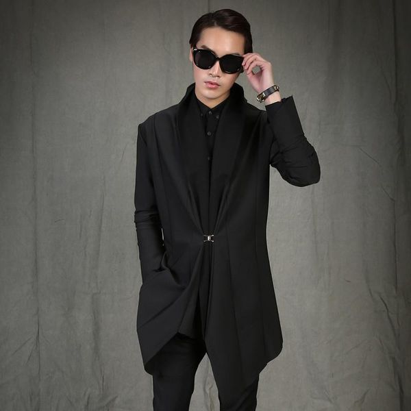 men's trench coats s-5xl 2021 spring and autumn personality slim windbreaker long cardigan korean plus size singer costumes, Tan;black
men's trench coats s-5xl 2021 spring and autumn personality slim windbreaker long cardigan korean plus size singer costumes, Tan;black