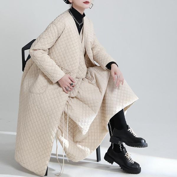 women's jackets 2021 winter design sense diamond lattice quilted cotton over the knee loose waist thinner padded jacket lace, Black;brown
women's jackets 2021 winter design sense diamond lattice quilted cotton over the knee loose waist thinner padded jacket lace, Black;brown