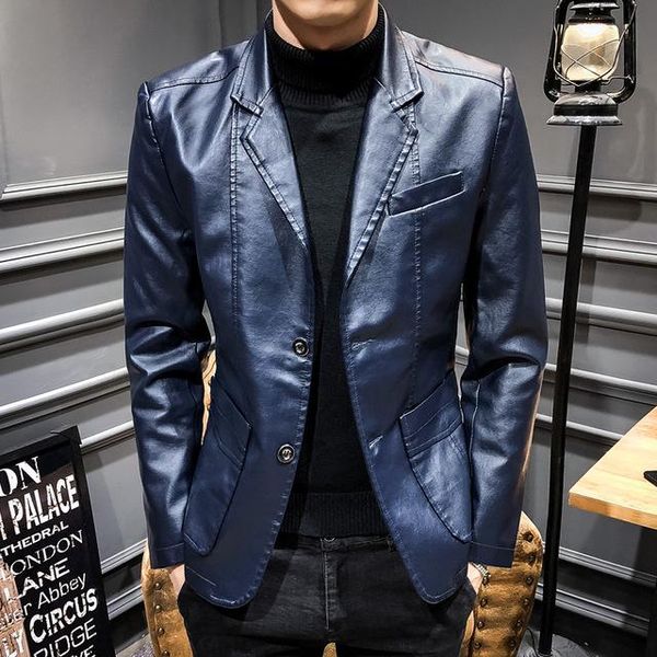 men's suits & blazers british style spring autumn mens slim fit pu leather jacket business casual blazer men faux blasers masculino, White;black
men's suits & blazers british style spring autumn mens slim fit pu leather jacket business casual blazer men faux blasers masculino, White;black
