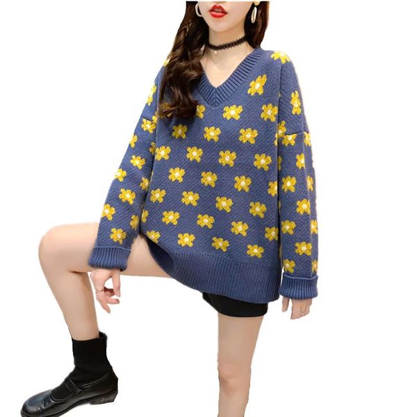 women's sweaters lukasikax 2021 autumn winter women loose sweater casual sweet flowers knitted pullover, White;black
women's sweaters lukasikax 2021 autumn winter women loose sweater casual sweet flowers knitted pullover, White;black