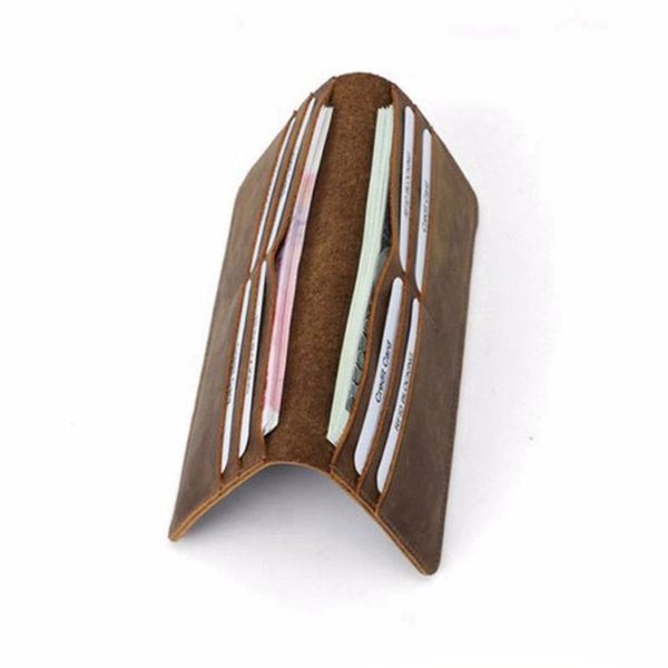 card holders 1 piece crazy horse leather vintage business id holder case slot men's women fashion wallet, Brown;gray
card holders 1 piece crazy horse leather vintage business id holder case slot men's women fashion wallet, Brown;gray