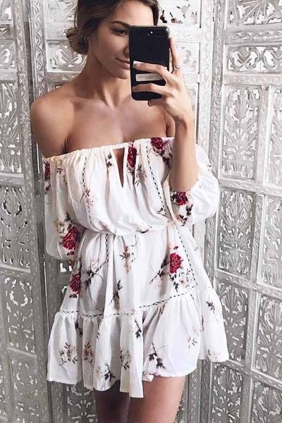 casual dresses vintage floral print women's summer off shoulder three quarter sleeve mini sundress elegant beach party vestidos, Black;gray
casual dresses vintage floral print women's summer off shoulder three quarter sleeve mini sundress elegant beach party vestidos, Black;gray