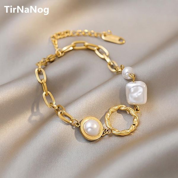 link, chain han edition baroque pearls irregular pearl bracelet with brief vogue female jewelry gifts, Black 
link, chain han edition baroque pearls irregular pearl bracelet with brief vogue female jewelry gifts, Black