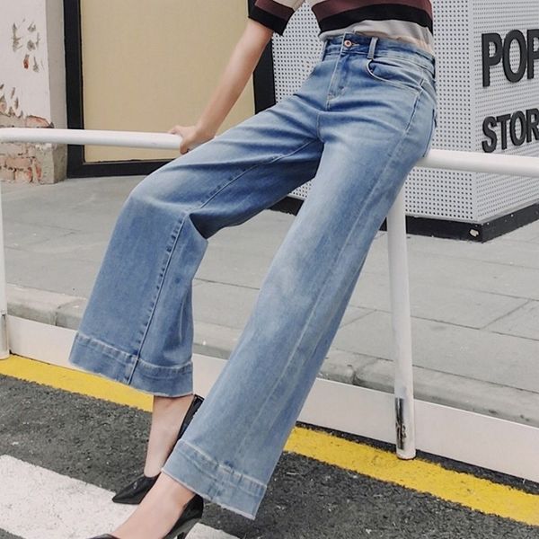 women's jeans light-colored women denim ankle-length short pants straight-line high-waisted office vintage ladies loose brim with long, Blue
women's jeans light-colored women denim ankle-length short pants straight-line high-waisted office vintage ladies loose brim with long, Blue