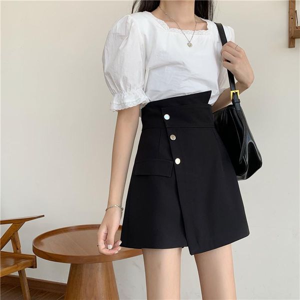 women's shorts 2021 large size all-match irregular a-line skirt female autumn high waist covering belly bag hip culottes thin, White;black
women's shorts 2021 large size all-match irregular a-line skirt female autumn high waist covering belly bag hip culottes thin, White;black