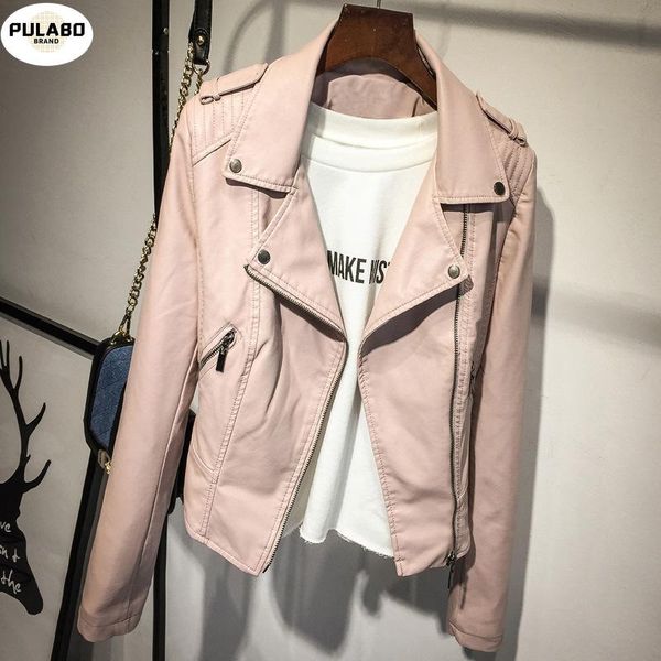 women's leather & faux jacket spring autumn pink, black slim cool lady pu basic zip street
women's leather & faux jacket spring autumn pink, black slim cool lady pu basic zip street