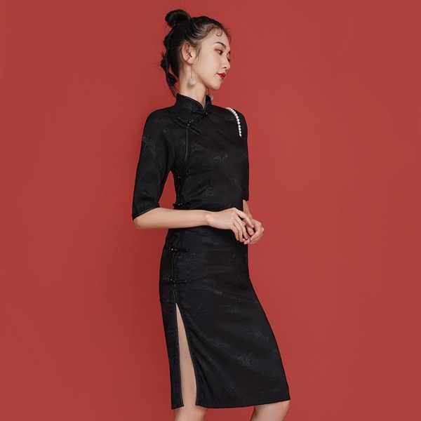 make qipao young year improvement everyday can wear french erosion bone modern girls dress casual dresses, Black;gray
make qipao young year improvement everyday can wear french erosion bone modern girls dress casual dresses, Black;gray