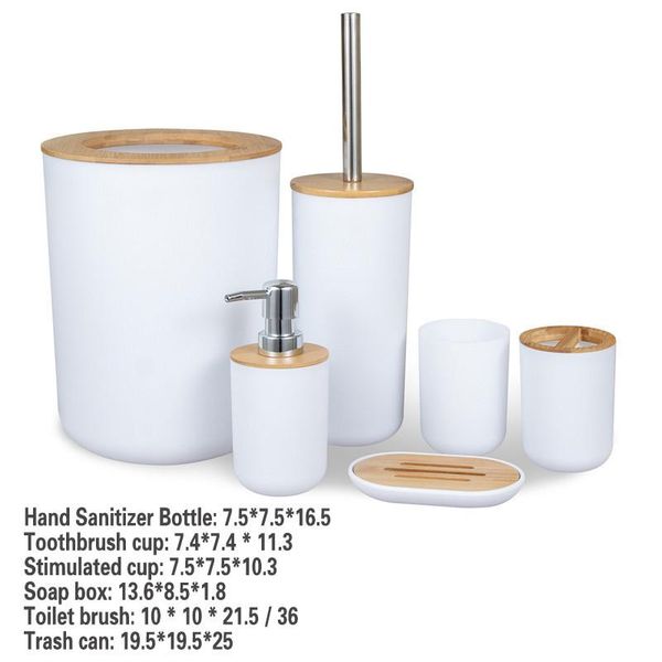 bath accessory set 6 plastic bathroom accessories with bamboo toothbrush holder toothpaste dispenser case soap box toilet shower storage
bath accessory set 6 plastic bathroom accessories with bamboo toothbrush holder toothpaste dispenser case soap box toilet shower storage