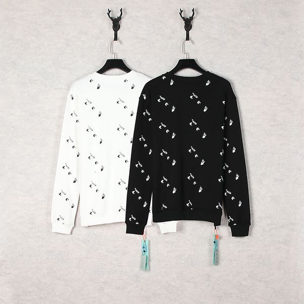 print chaopai full off gesture arrow round neck terry sweater ow men's and women's casual loose bottomed shirt, Black
print chaopai full off gesture arrow round neck terry sweater ow men's and women's casual loose bottomed shirt, Black