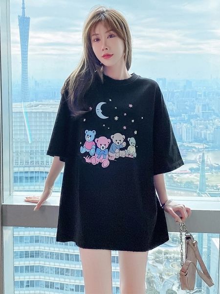 women's t-shirt 2021 summer short sleeve cotton female with imprint around neck bear s, White
women's t-shirt 2021 summer short sleeve cotton female with imprint around neck bear s, White