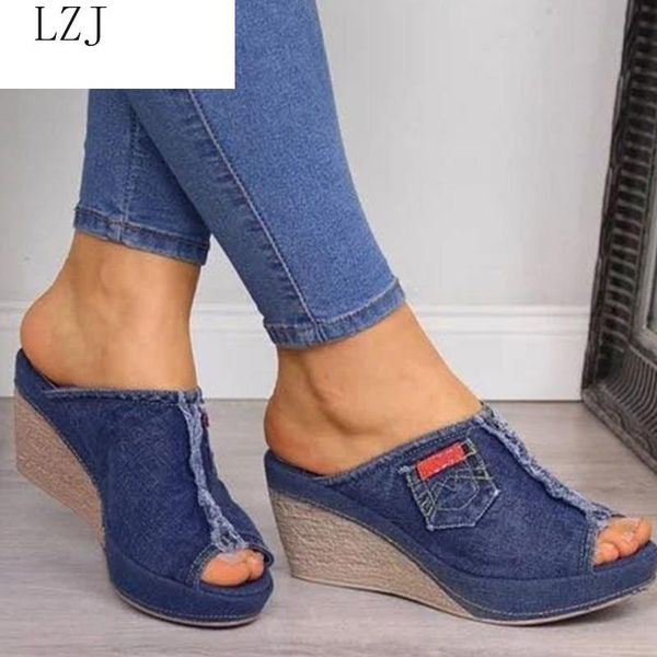 dress shoes lzj women's slippers denim wedges summer sewing peep toe ladies slides platform woman fashion outside footwear 2021, Black
dress shoes lzj women's slippers denim wedges summer sewing peep toe ladies slides platform woman fashion outside footwear 2021, Black