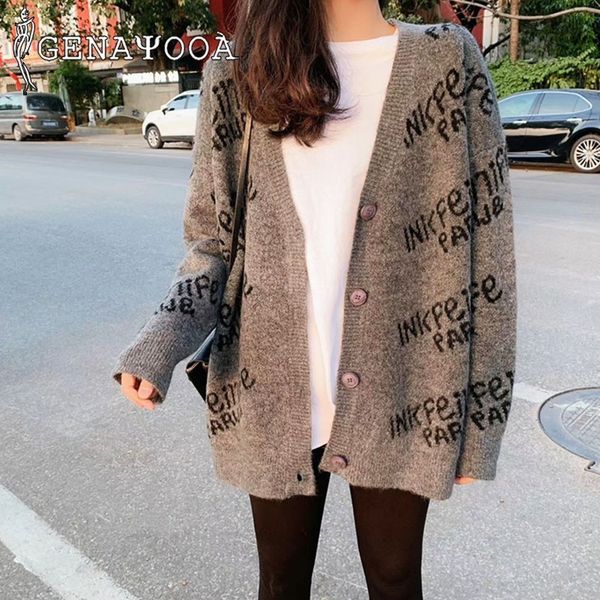 genayooa casual cardigan womens sweaters autumn winter korean style oversized ladies cardigans knitted cashmere jumper 210417, White;black
genayooa casual cardigan womens sweaters autumn winter korean style oversized ladies cardigans knitted cashmere jumper 210417, White;black