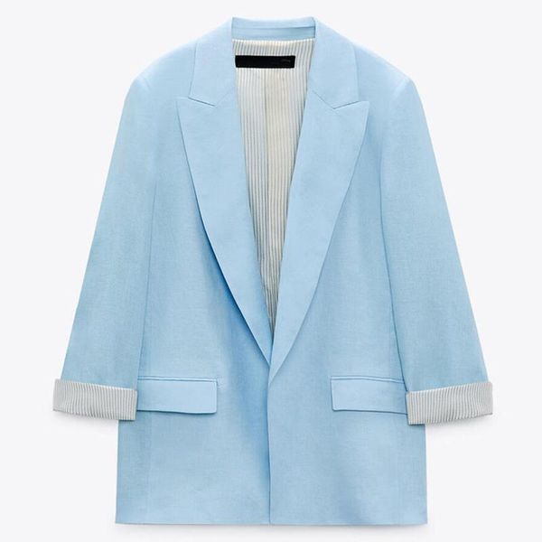 women's suits & blazers zaaho 2021 woman blue long sleeve blazer elegant office suit coat female chic flap pockets outerwear ladies, White;black
women's suits & blazers zaaho 2021 woman blue long sleeve blazer elegant office suit coat female chic flap pockets outerwear ladies, White;black