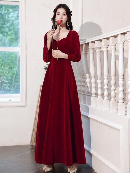 casual dresses red velvet toasting dress bride 2021 fall spring wine long sleeve thickened wedding banquet evening, Black;gray
casual dresses red velvet toasting dress bride 2021 fall spring wine long sleeve thickened wedding banquet evening, Black;gray