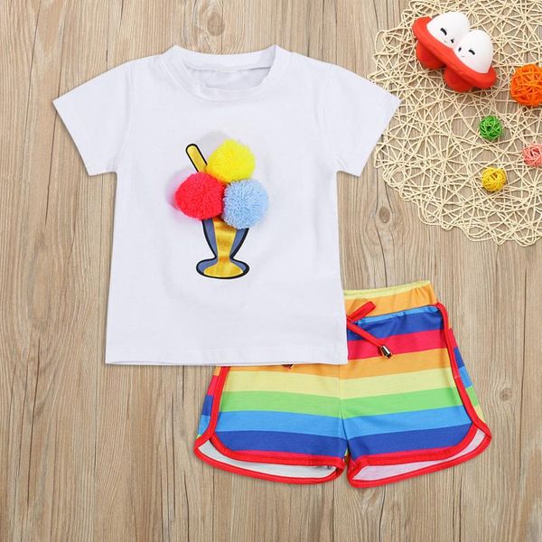 clothing sets toddler infant girls boys short sleeve pompom ball +rainbow stripe children outfit, White
clothing sets toddler infant girls boys short sleeve pompom ball +rainbow stripe children outfit, White