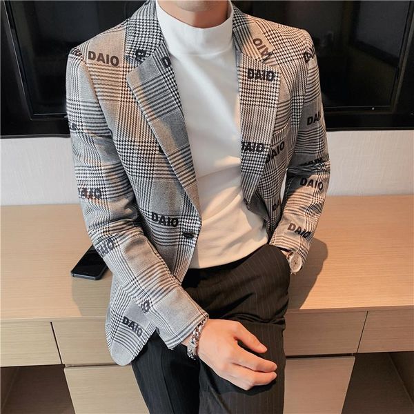 men's suits & blazers gentleman plaid men 2021 autumn winter business casual slim suit jacket social blazer masculino wedding groom dre, White;black
men's suits & blazers gentleman plaid men 2021 autumn winter business casual slim suit jacket social blazer masculino wedding groom dre, White;black