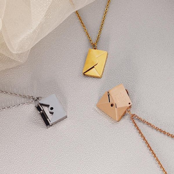 pendant necklaces women girl flexible envelope shape necklace creative chain with love you card for gift party, Silver
pendant necklaces women girl flexible envelope shape necklace creative chain with love you card for gift party, Silver