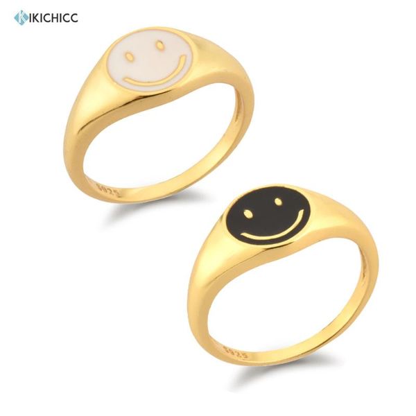 sterling silver gold white black smile enamel thick ring size luxury spring fine jewelry colorful women gift cluster rings, Golden;silver
sterling silver gold white black smile enamel thick ring size luxury spring fine jewelry colorful women gift cluster rings, Golden;silver