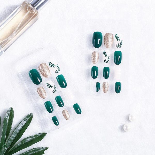 24pcs/set women leaf pattern green nail art fingernail artificial fake false nails tools1, Red;gold
24pcs/set women leaf pattern green nail art fingernail artificial fake false nails tools1, Red;gold