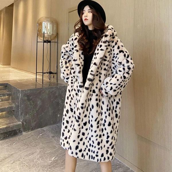 women's fur & faux 2021 winter fashion mid-length hooded long-sleeved loose imitation leopard print thick warm coat female trend, Black
women's fur & faux 2021 winter fashion mid-length hooded long-sleeved loose imitation leopard print thick warm coat female trend, Black