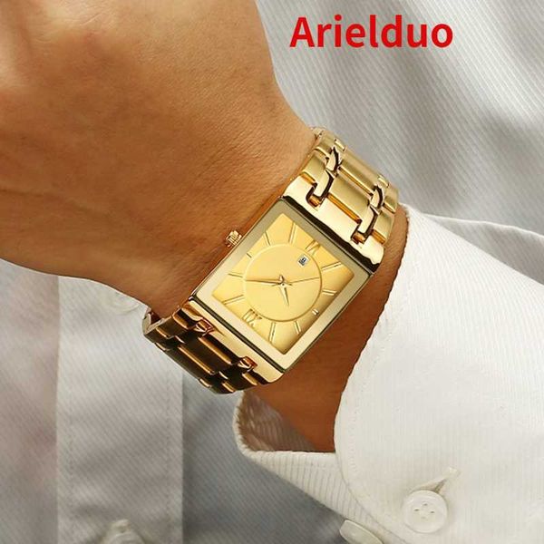 wristwatches relogio masculino arielduo watch men square mens watches golden quartz stainless steel waterproof wrist, Slivery;brown
wristwatches relogio masculino arielduo watch men square mens watches golden quartz stainless steel waterproof wrist, Slivery;brown