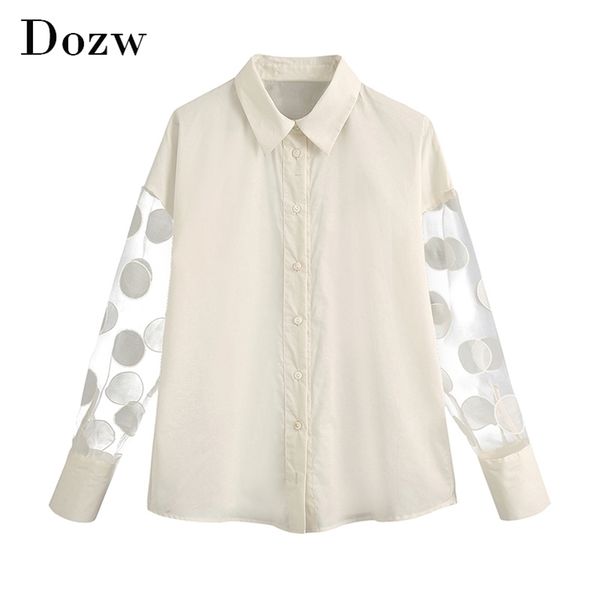 polka dot organza patchwork blouse women transparent long sleeve office shirt female turn down collar ladies chic 210515, White
polka dot organza patchwork blouse women transparent long sleeve office shirt female turn down collar ladies chic 210515, White