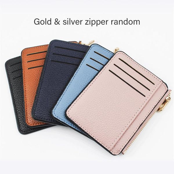 card holders short design slim women holder pu leather zipper business case men credit mini cards pocket coins wallet, Brown;gray 
card holders short design slim women holder pu leather zipper business case men credit mini cards pocket coins wallet, Brown;gray