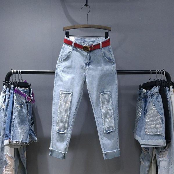 women's jeans high-waist ripped for women 2021 spring drilling diamond trousers female loose-fit harem pants blue jean
women's jeans high-waist ripped for women 2021 spring drilling diamond trousers female loose-fit harem pants blue jean
