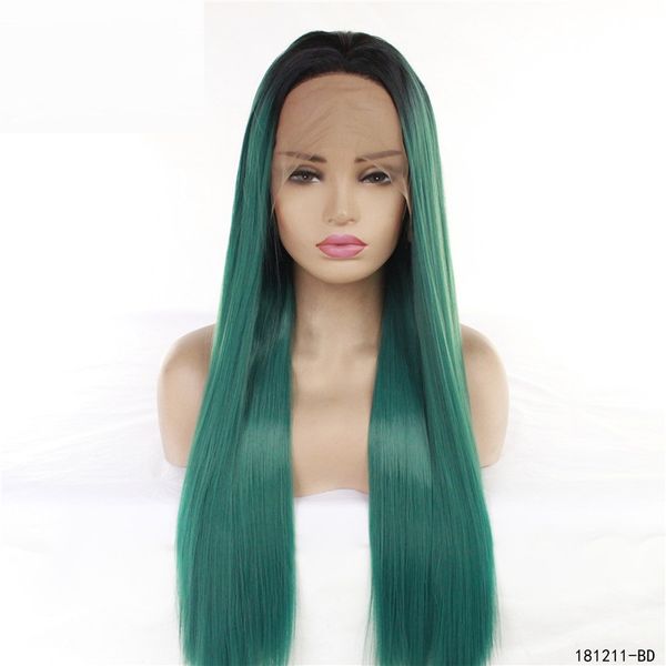 12~26 inches synthetic lace front wigs silky straight green ombre color simulation human hair wig 181211-bd pelucas, Black;brown
12~26 inches synthetic lace front wigs silky straight green ombre color simulation human hair wig 181211-bd pelucas, Black;brown