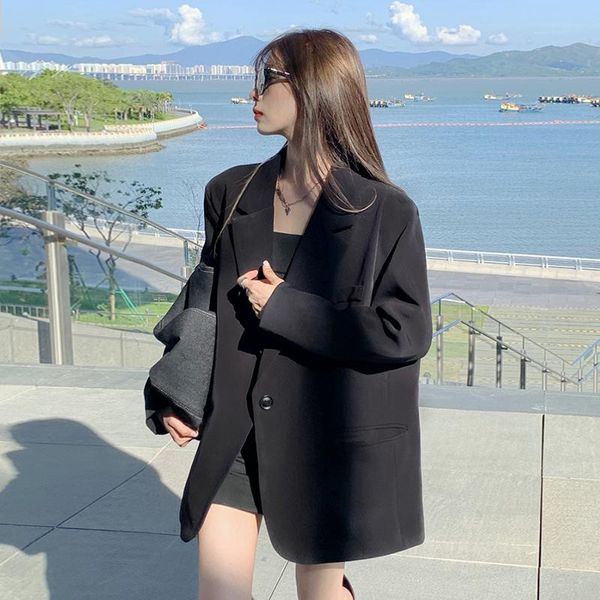 women's suits & blazers 2021 clothing early autumn solid color suit blazer korean style vintage loose mid-length single-breasted, White;black
women's suits & blazers 2021 clothing early autumn solid color suit blazer korean style vintage loose mid-length single-breasted, White;black
