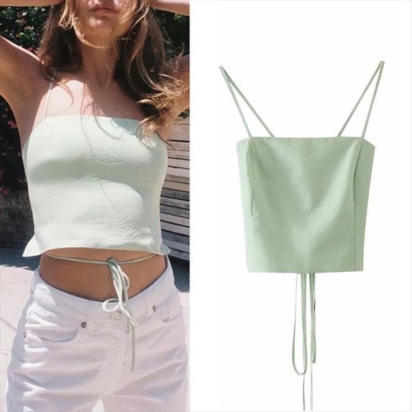 za green crop womens cami backless summer pink woman sleeveless cut out tied camisole, White
za green crop womens cami backless summer pink woman sleeveless cut out tied camisole, White