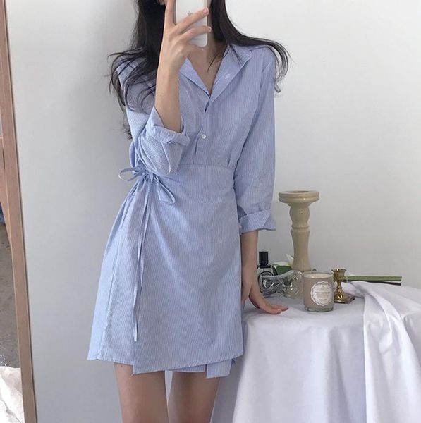 easygarment spring long sleeve shirt v neck one piece button short mini lace-up striped dresses casual, Black;gray
easygarment spring long sleeve shirt v neck one piece button short mini lace-up striped dresses casual, Black;gray