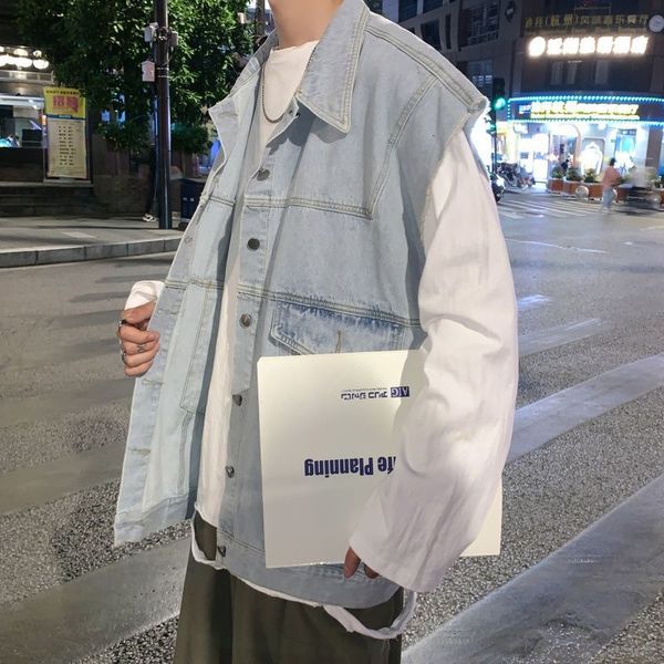 men's vests denim sleeveless clothes waistcoat loose jacket light blue color coats baggy outerwear plus size m-xl enyp, Black;white
men's vests denim sleeveless clothes waistcoat loose jacket light blue color coats baggy outerwear plus size m-xl enyp, Black;white