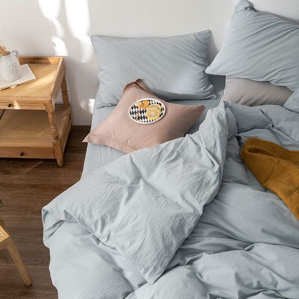 japanese simple all washing four piece set of color nordic style pure cotton quilt cover sheet bedding
japanese simple all washing four piece set of color nordic style pure cotton quilt cover sheet bedding
