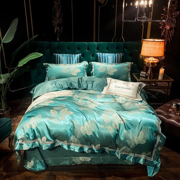 bedding sets chic embroidere jacquard green satin set king size 4pcs luxury silk/cotton bedclothes duvet cover bed sheet linen
bedding sets chic embroidere jacquard green satin set king size 4pcs luxury silk/cotton bedclothes duvet cover bed sheet linen